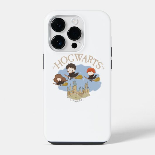 HARRY POTTER™, Hermione, & Ron vliegen over HOGWAR iPhone Hoesje (Achterkant)