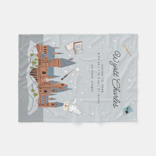 Harry Potter Hogwarts Baby Birth Stats Fleece Deken (Voorkant (Horizontaal))