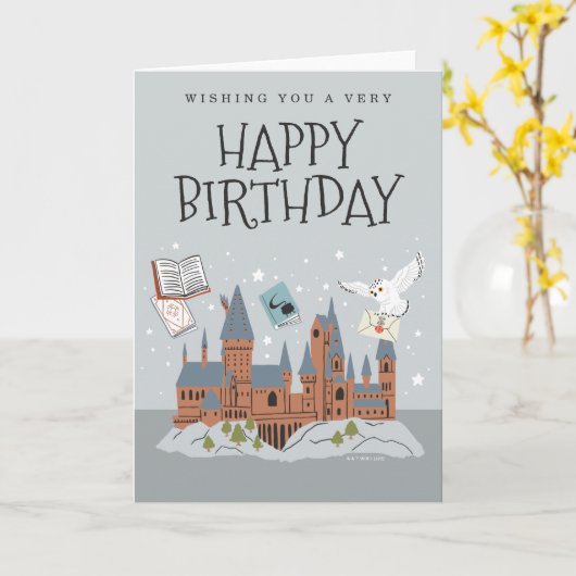 Harry Potter | Hogwarts Castle Birthday Kaart (Gele Bloem)