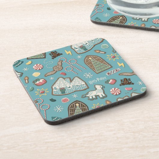 HARRY POTTER™ HOGWARTS™ Christmas Cookie Pattern Bier Onderzetter (Linkerzijde)