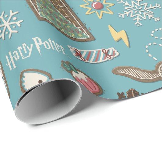 HARRY POTTER™ HOGWARTS™ Christmas Cookie Pattern Cadeaupapier (Rol Hoek)