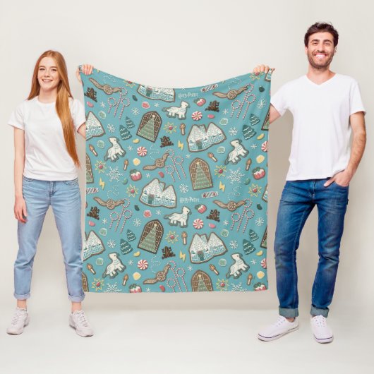 HARRY POTTER™ HOGWARTS™ Christmas Cookie Pattern Fleece Deken (In situ)