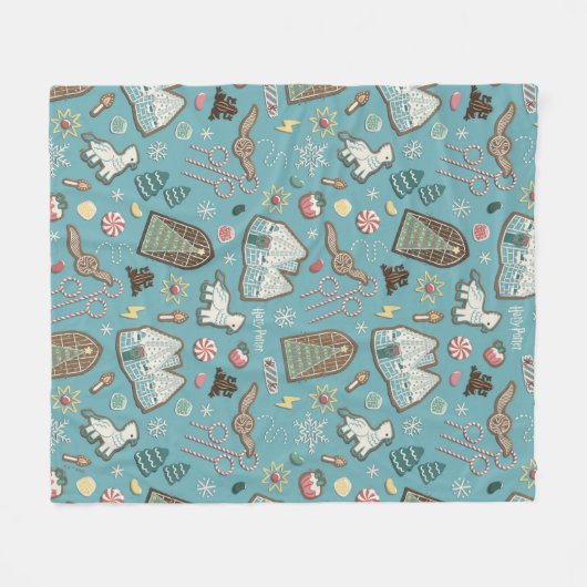 HARRY POTTER™ HOGWARTS™ Christmas Cookie Pattern Fleece Deken (Voorkant (Horizontaal))
