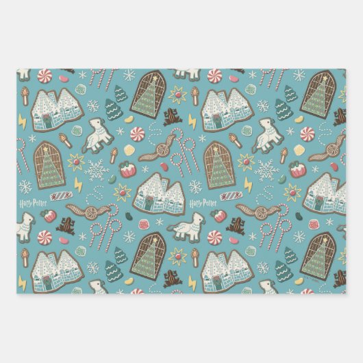 HARRY POTTER™ HOGWARTS™ Christmas Cookie Pattern Inpakpapier Vel (Voorkant 2)