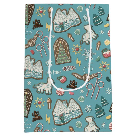 HARRY POTTER™ HOGWARTS™ Christmas Cookie Pattern Medium Cadeauzakje (Achterkant)