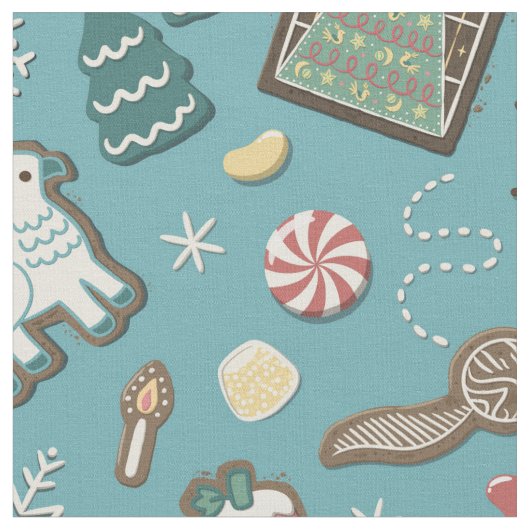 HARRY POTTER™ HOGWARTS™ Christmas Cookie Pattern Stof (Close Up)