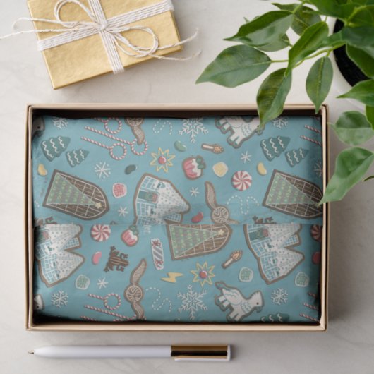 HARRY POTTER™ HOGWARTS™ Christmas Cookie Pattern Tissuepapier (Geschenk)