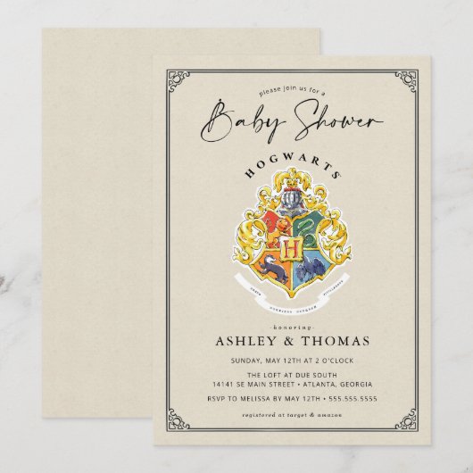 Harry Potter | Hogwarts Crest-Baby shower Kaart (Voorkant / Achterkant)