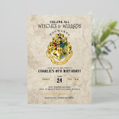 Harry Potter Hogwarts Crest Birthday Folie Uitnodiging (Staand Voorkant)