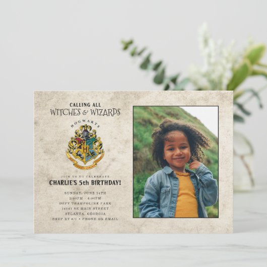 Harry Potter Hogwarts Crest Birthday - Foto Kaart (Staand voorkant)