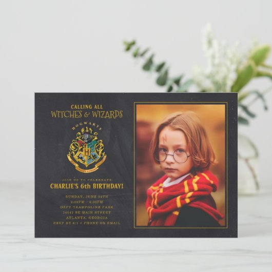 Harry Potter Hogwarts Crest Birthday - Foto Kaart (Staand voorkant)