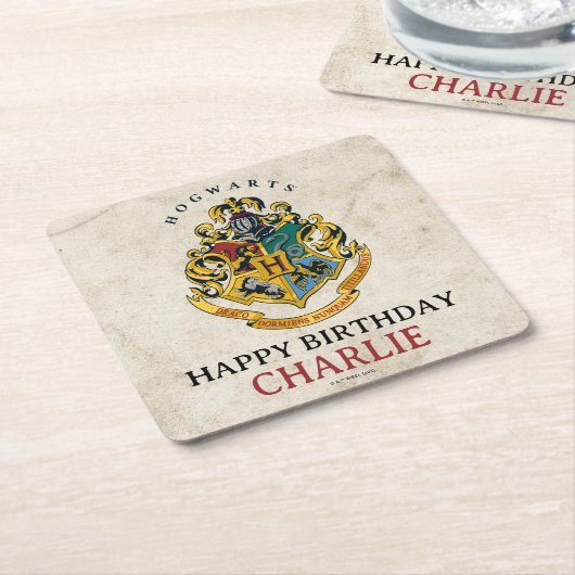 Harry Potter Hogwarts Crest Birthday Kartonnen Onderzetters (Schuin)