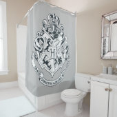 Harry Potter | Hogwarts Crest - Black and White Douchegordijn (In situ)