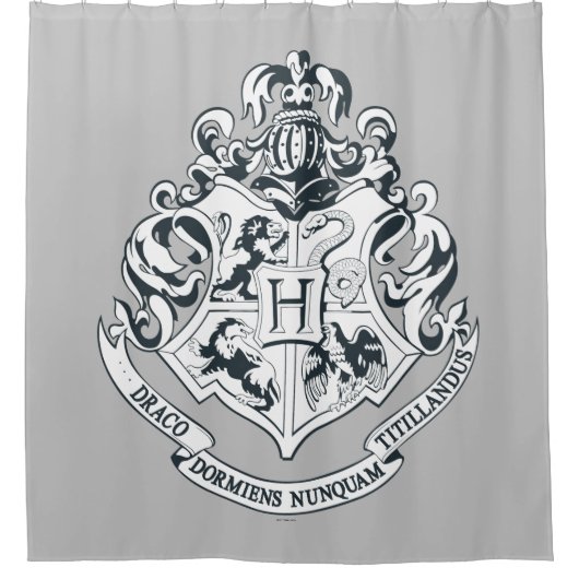 Harry Potter | Hogwarts Crest - Black and White Douchegordijn (Voorkant)