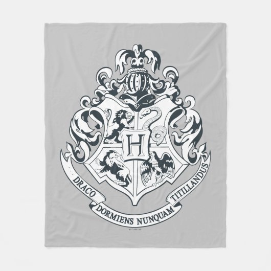 Harry Potter | Hogwarts Crest - Black and White Fleece Deken (Voorkant)
