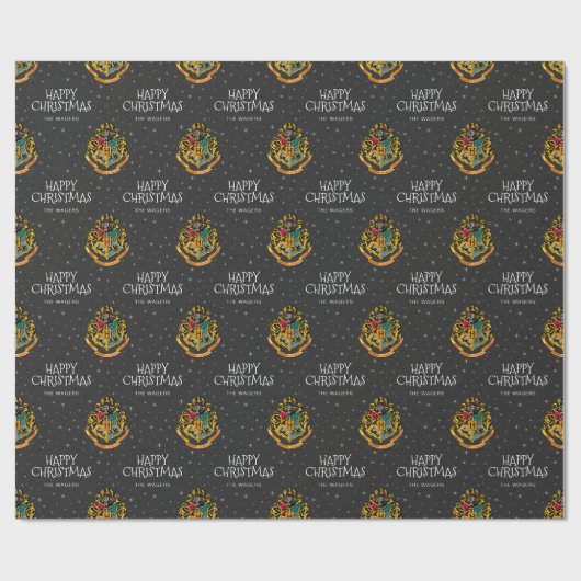 Harry Potter | Hogwarts Crest - Happy Kerstmis Cadeaupapier (Vlak)