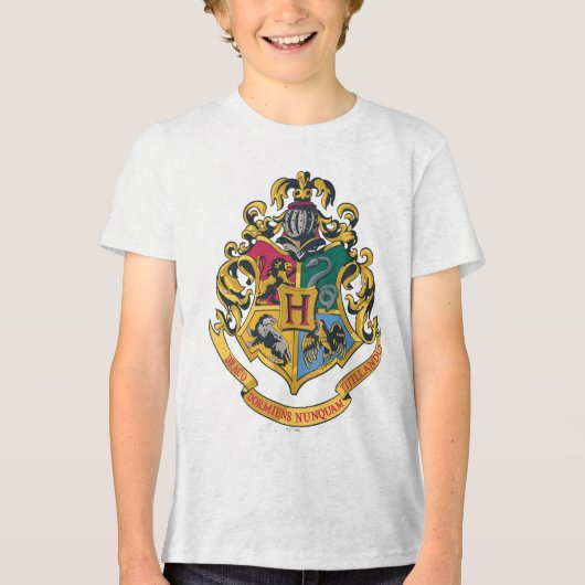 Harry Potter| Hogwarts Crest - Volledige kleur Tri-Blend Shirt (Voorkant)