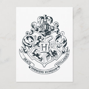Harry Potter Hogwarts Crest - zwart en wit Briefkaart