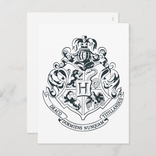 Harry Potter | Hogwarts Crest - zwart en wit Briefkaart (Voorkant / Achterkant)