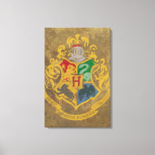 Harry Potter   Hogwarts Crest - zwart en wit Canvas Afdruk