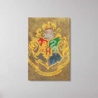 Harry Potter | Hogwarts Crest - zwart en wit Canvas Afdruk