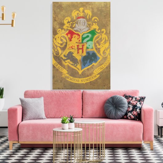 Harry Potter | Hogwarts Crest - zwart en wit Canvas Afdruk (Insitu (Woonkamer))