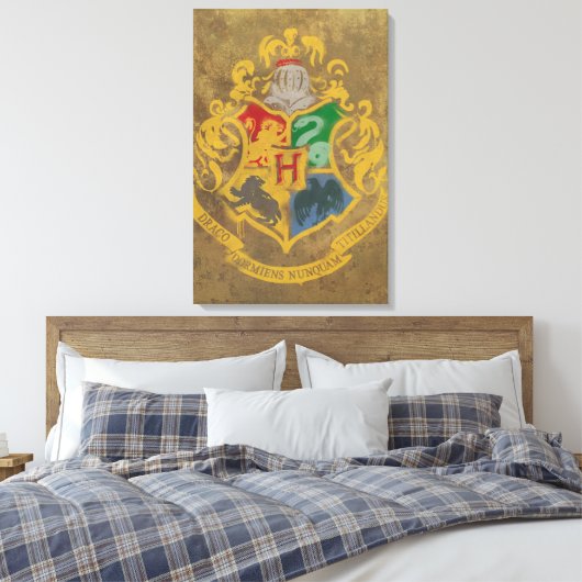 Harry Potter | Hogwarts Crest - zwart en wit Canvas Afdruk (Insitu (Slaapkamer))