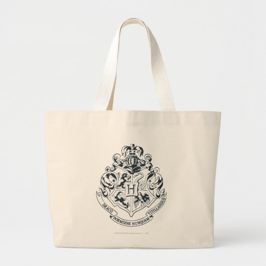 Harry Potter | Hogwarts Crest - zwart en wit Grote Tote Bag (Voorkant)
