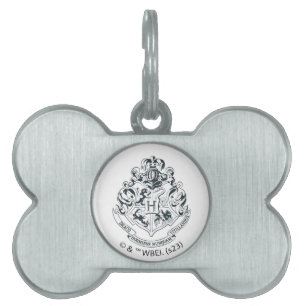Harry Potter   Hogwarts Crest - zwart en wit Huisdieren Naamplaatje