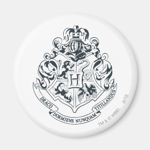 Harry Potter   Hogwarts Crest - zwart en wit Magneet