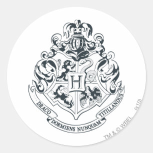 Harry Potter  Hogwarts Crest - Zwart en wit Ronde Sticker