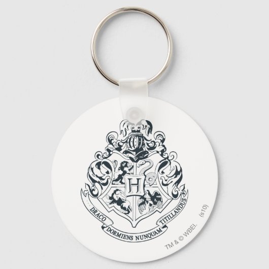 Harry Potter | Hogwarts Crest - zwart en wit Sleutelhanger (Voorkant)