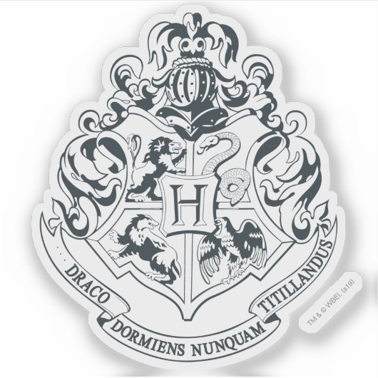 Harry Potter| Hogwarts Crest - Zwart en wit Sticker (Voorkant)