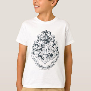 Harry Potter   Hogwarts Crest - zwart en wit T-shirt