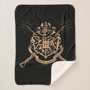 Harry Potter   Hogwarts Crossed Wands Crest Sherpa Deken