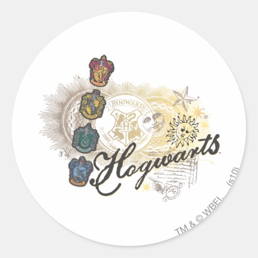Harry Potter| Hogwarts-huizen - volledige kleur Ronde Sticker (Voorkant)