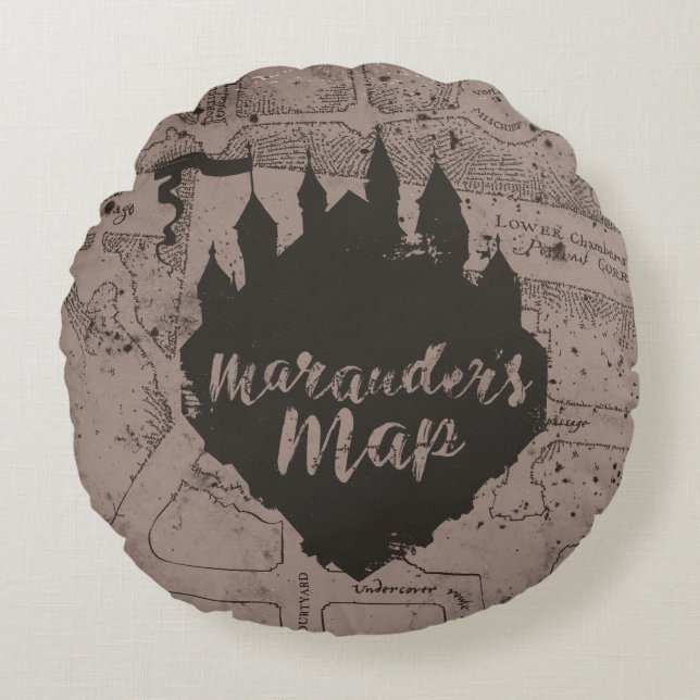 Harry Potter | HOGWARTS™ Kasteel Spionnenkaart Rond Kussen (Voorkant)