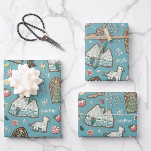 HARRY POTTER™ HOGWARTS™ Kerst Kookje Patroon Inpakpapier Vel (Voorkant)