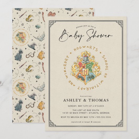 Harry Potter | Hogwarts Wapen Baby Shower Kaart (Voorkant / Achterkant)