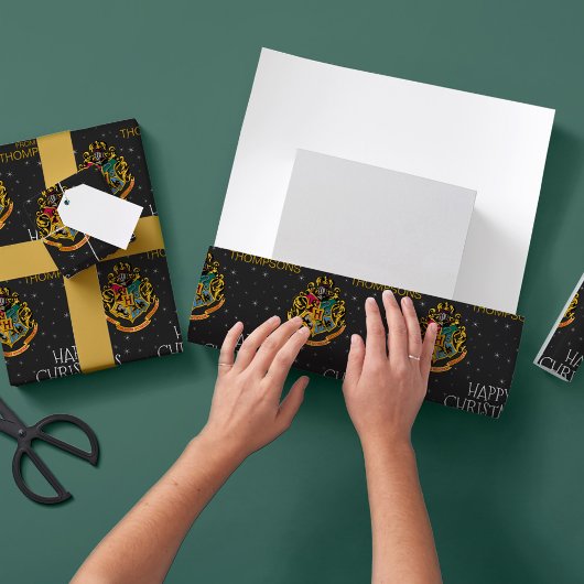 Harry Potter | Hogwarts Wapen - Prettig Kerstfeest Cadeaupapier