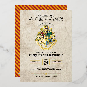 Harry Potter Hogwarts Wapen Verjaardag Folie Uitnodiging
