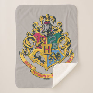 Harry Potter   Hogwarts Wapen - Volledige Kleur Sherpa Deken