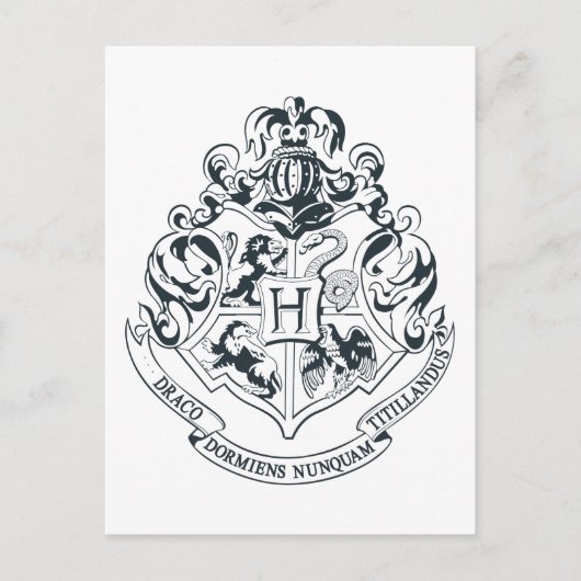 Harry Potter | Hogwarts Wapen - Zwart en Wit Briefkaart (Voorkant)