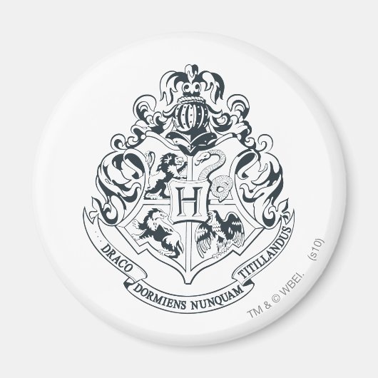 Harry Potter | Hogwarts Wapen - Zwart en Wit Magneet (Voorkant)