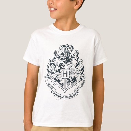 Harry Potter | Hogwarts Wapen - Zwart en Wit T-shirt (Voorkant)