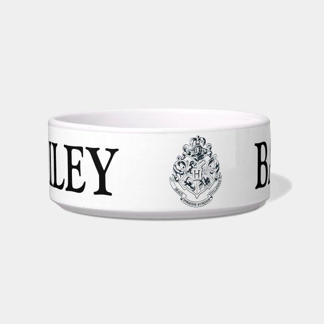 Harry Potter | Hogwarts Wapen - Zwart en Wit Voerbakje (Voorkant)