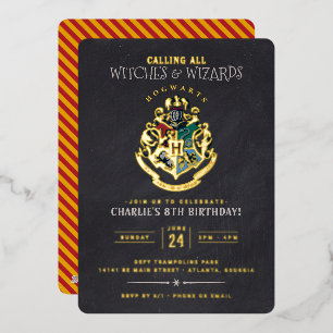 Harry Potter Hogwarts Wapenbord Verjaardag Folie Uitnodiging
