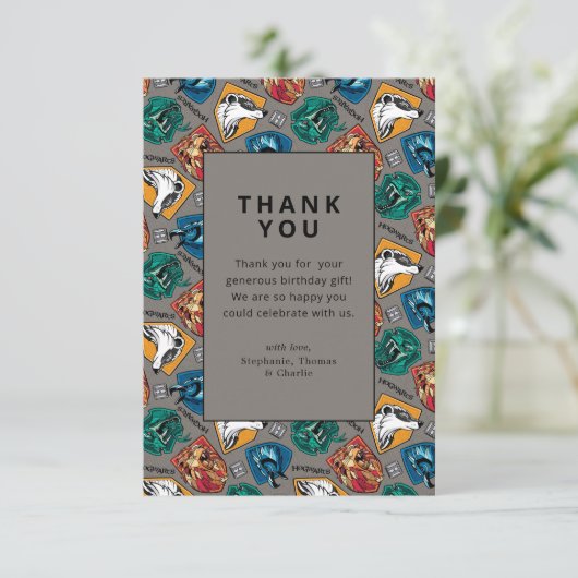 Harry Potter House Patroon Verjaardag Dank u Kaart (Staand voorkant)