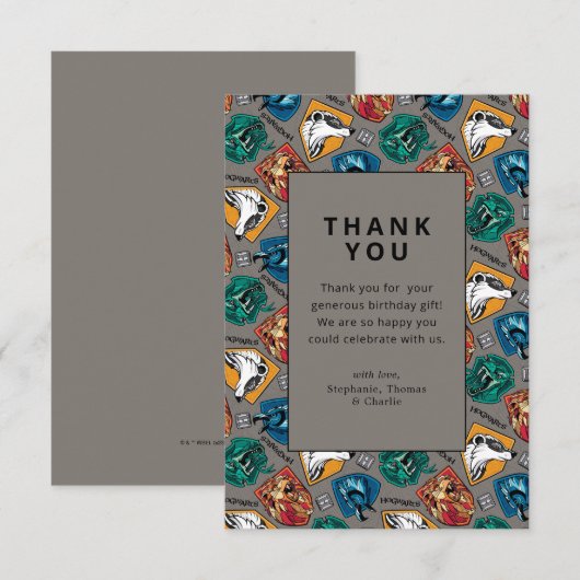 Harry Potter House Patroon Verjaardag Dank u Kaart (Voorkant / Achterkant)