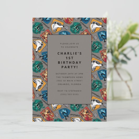 Harry Potter House Patroon Verjaardag Kaart (Staand voorkant)